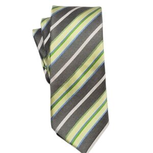 New Egara Silk Striped Gray Green Men's Tie